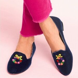 Talbots Ryan Wreath Velvet Loafer Flat Size 8